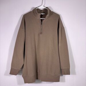 Athleta Unisex Taupe Quarter Zip Sweatshirt Size XL